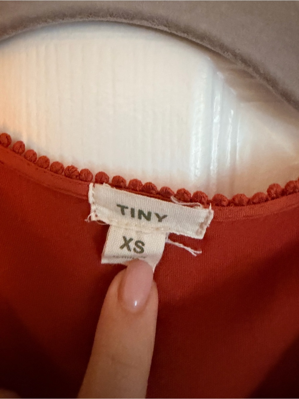 Embroidered Long-Sleeve Ribbed Cuff Top in Rust - Picture 5 of 6